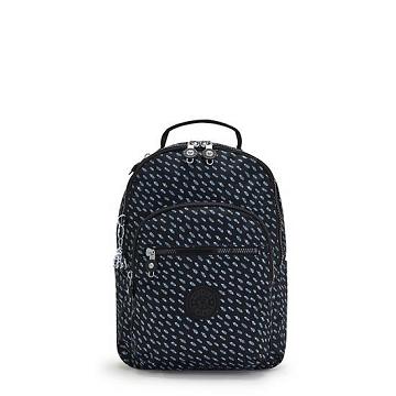 Kipling Seoul Small Printed Tablet Rugzak Zwart | BE 1612BE